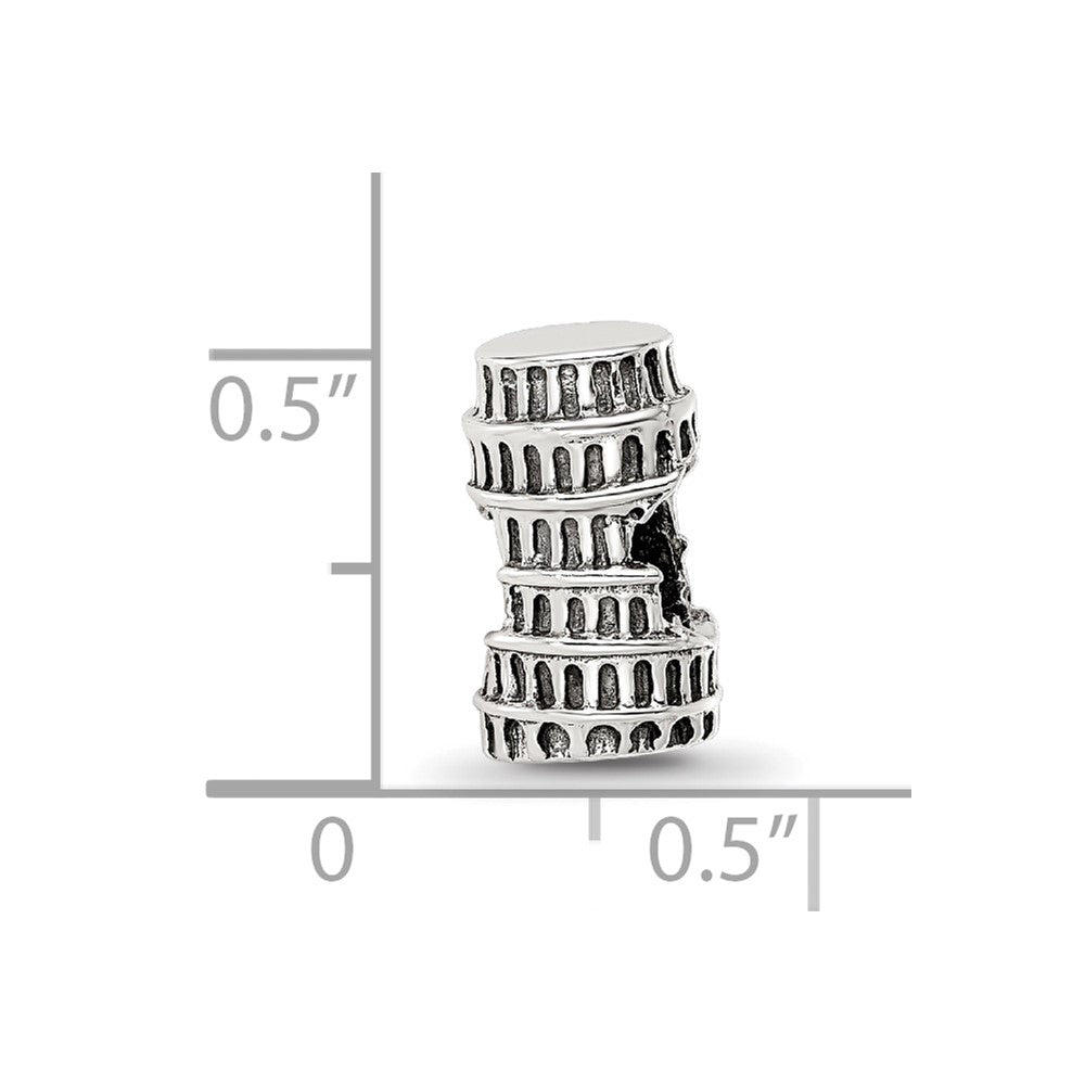 Reflections 925 Sterling Silver Leaning Tower of Pisa Bead 11 x 6 mm