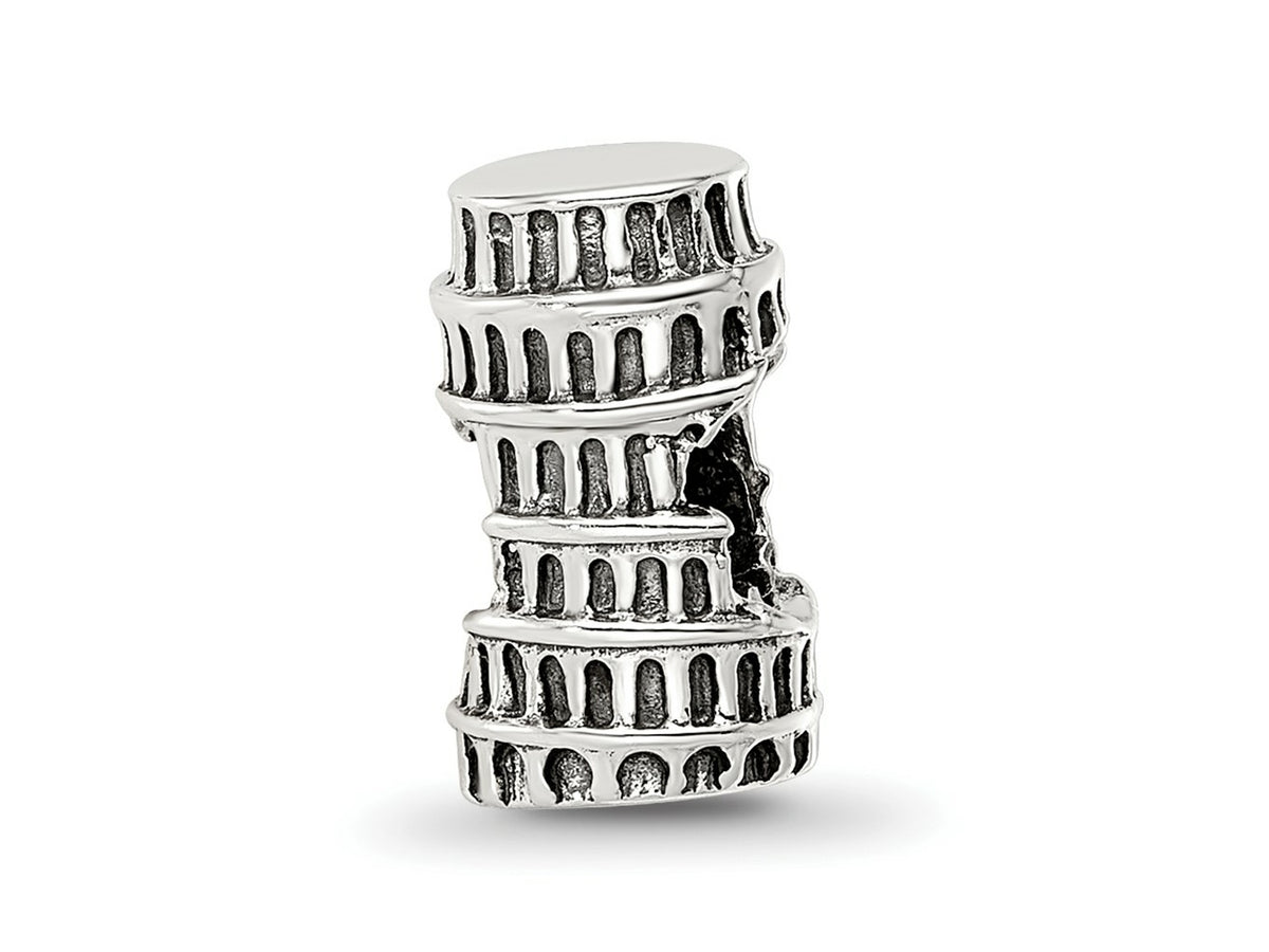 Reflections 925 Sterling Silver Leaning Tower of Pisa Bead 11 x 6 mm