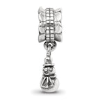 Reflections 925 Sterling Silver Snowman Dangle Bead 17 x 5 mm
