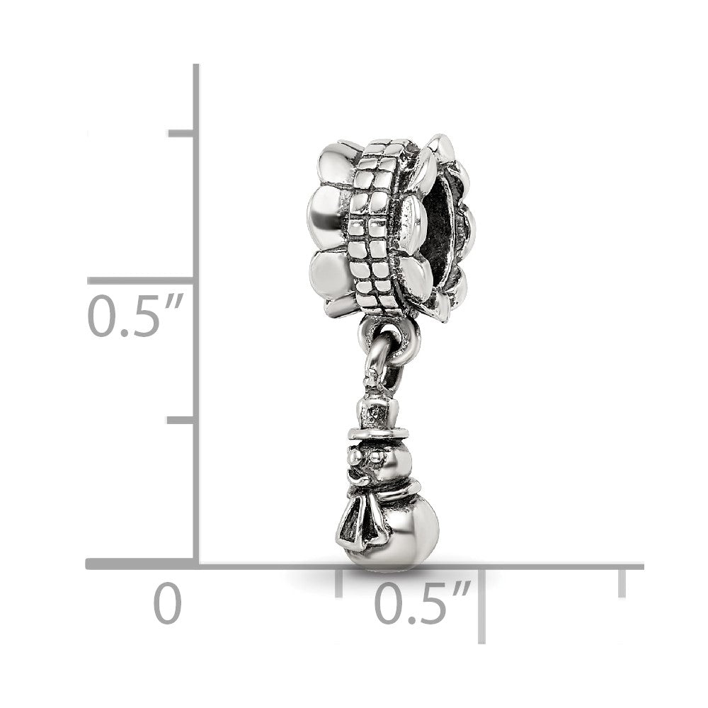 Reflections 925 Sterling Silver Snowman Dangle Bead 17 x 5 mm