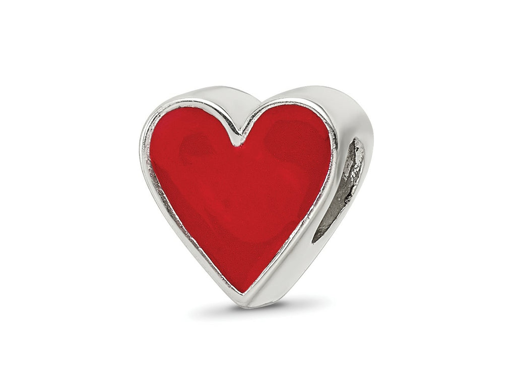 Reflections 925 Sterling Silver Red Enameled Heart Bead 9 x 9 mm