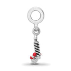 Reflections 925 Sterling Silver Enameled Candle with Holly Leaf Dangle Bead 21 x 5 mm
