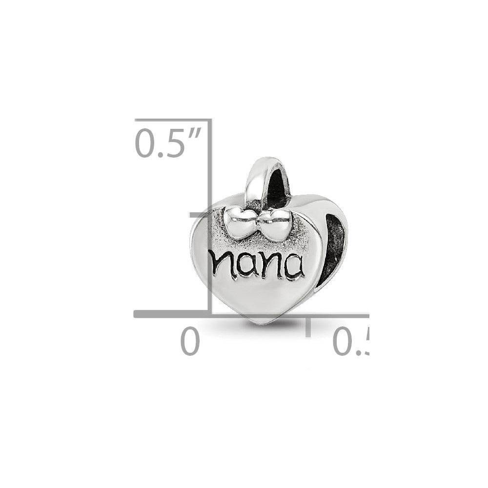 Reflections 925 Sterling Silver Nana Heart Bead 10 x 9 mm