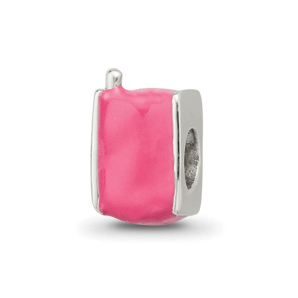 Reflections 925 Sterling Silver Kids Enameled Pink Cell Phone Bead 8 x 5 mm