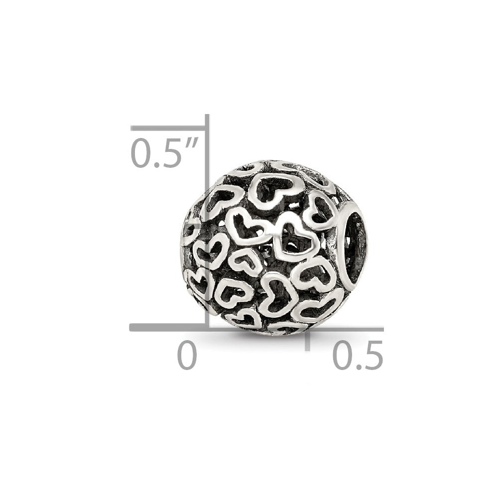 Reflections 925 Sterling Silver Hearts Bali Bead 10 x 10 mm