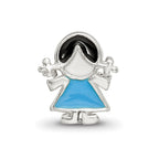 Reflections 925 Sterling Silver Enameled Blue Dress Girl Bead 10 x 8 mm