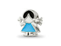 Reflections 925 Sterling Silver Enameled Blue Dress Girl Bead 10 x 8 mm