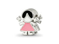 Reflections 925 Sterling Silver Enameled Pink Dress Girl Bead 10 x 8 mm