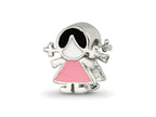 Reflections 925 Sterling Silver Enameled Pink Dress Girl Bead 10 x 8 mm