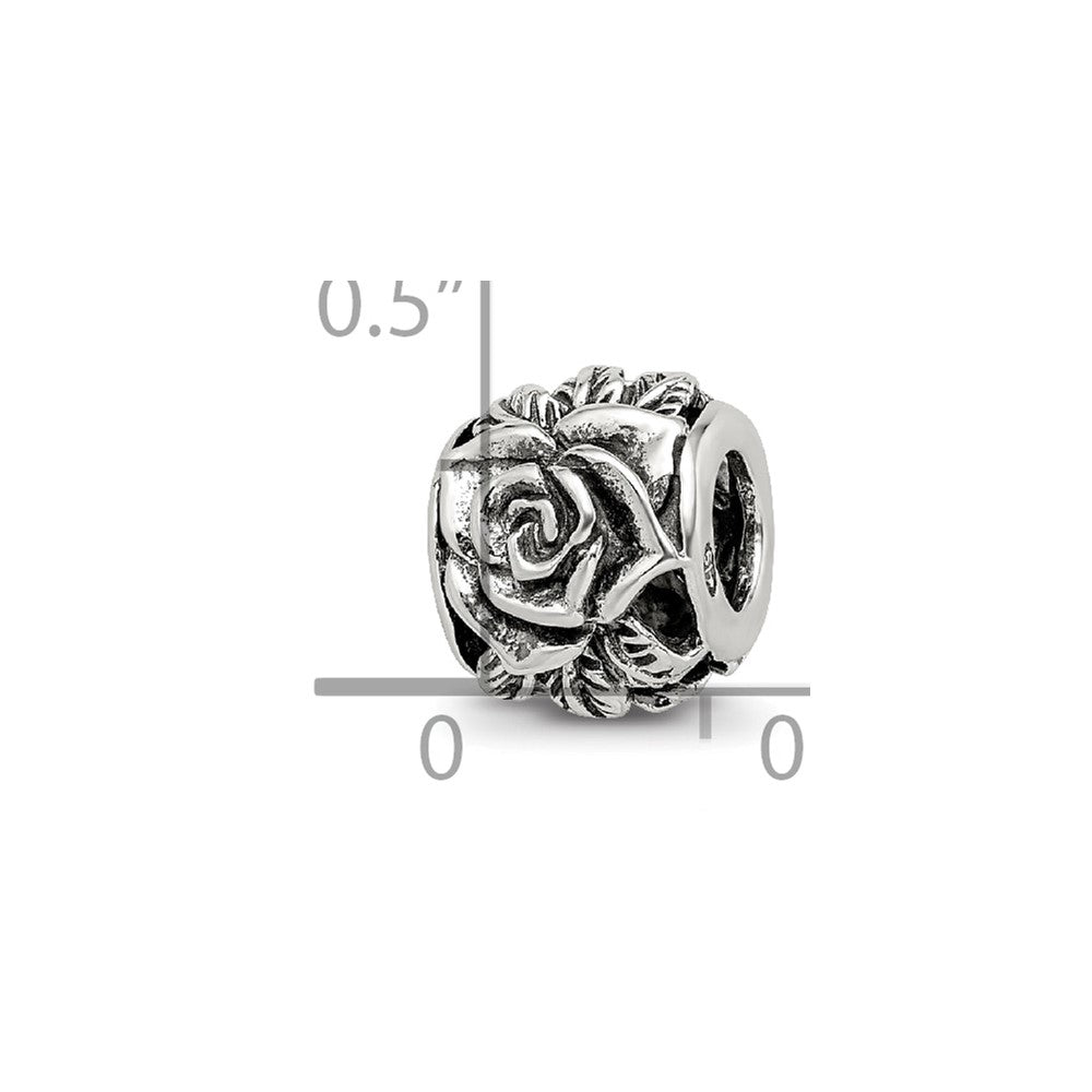 Reflections 925 Sterling Silver Rose Bali Bead 9 x 7 mm