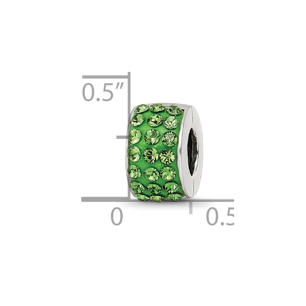 Reflections 925 Sterling Silver Refletions Green Preciosa Crystal Bead 9 x 5 mm