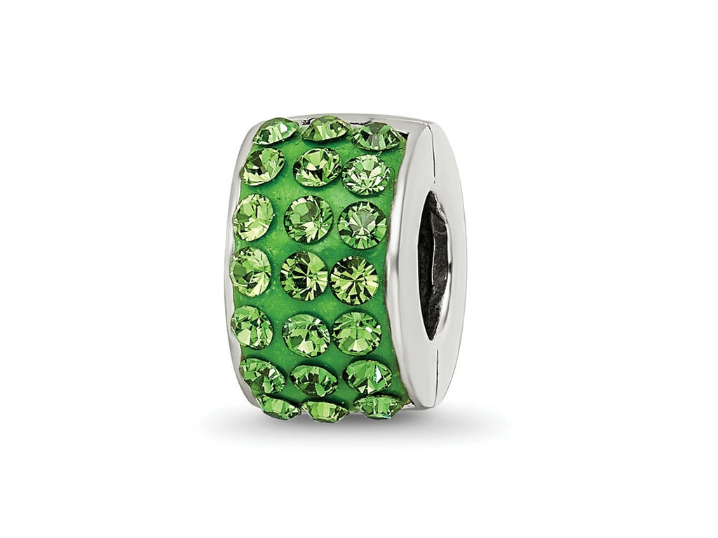 Reflections 925 Sterling Silver Refletions Green Preciosa Crystal Bead 9 x 5 mm