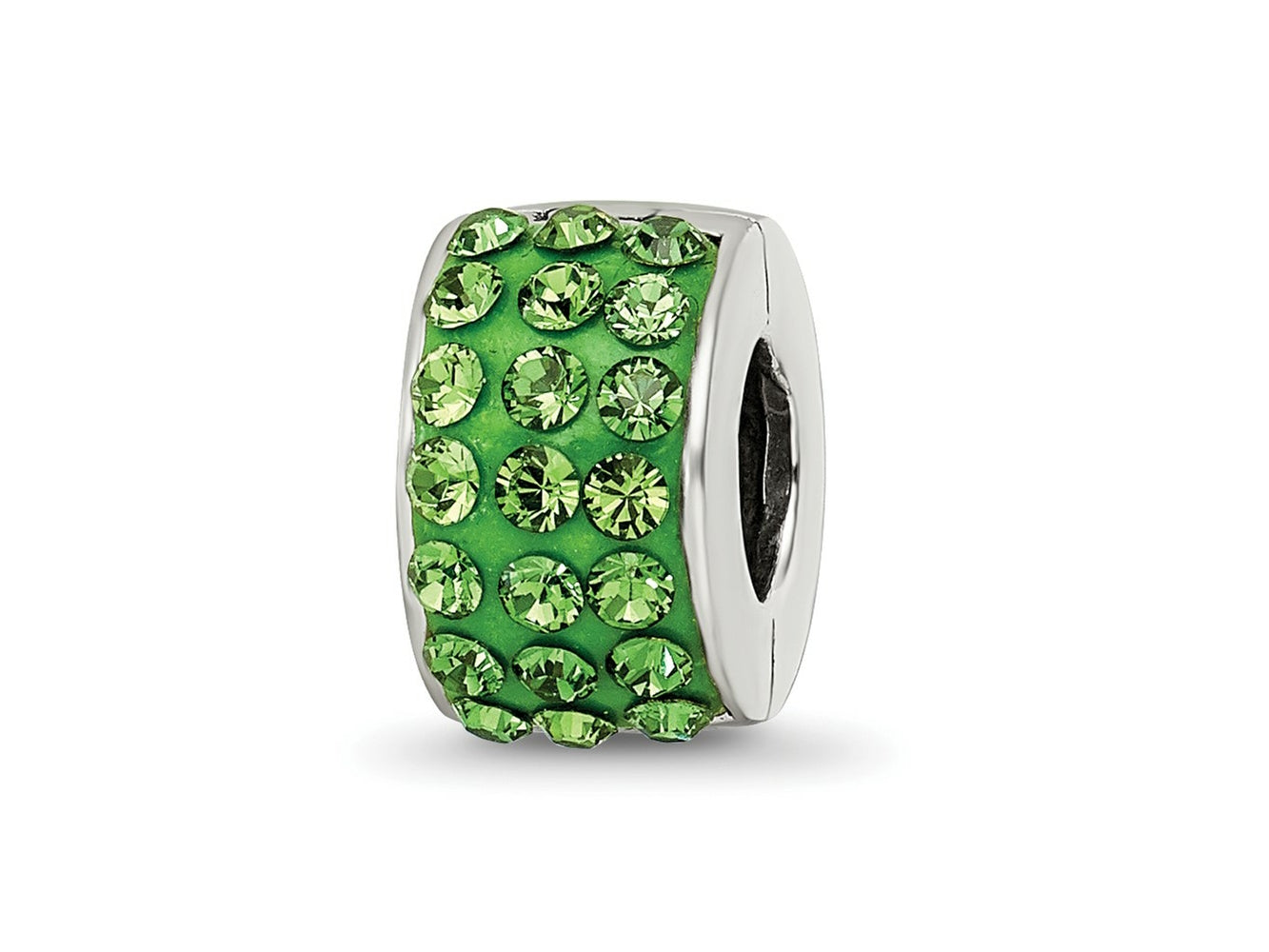 Reflections 925 Sterling Silver Refletions Green Preciosa Crystal Bead 9 x 5 mm