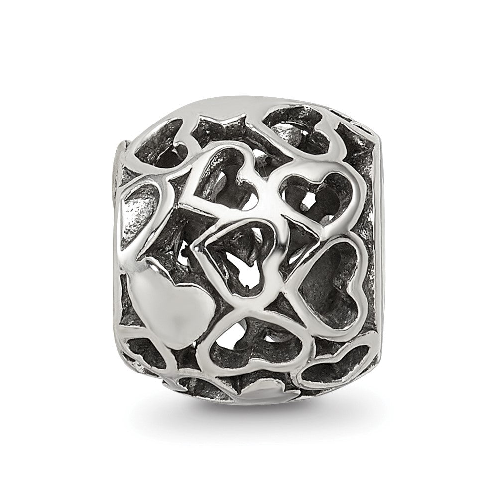 Reflections 925 Sterling Silver Hearts Bali Bead 10 x 9 mm