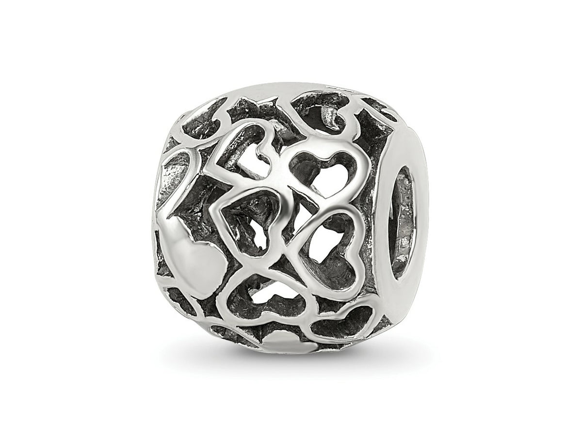 Reflections 925 Sterling Silver Hearts Bali Bead 10 x 9 mm
