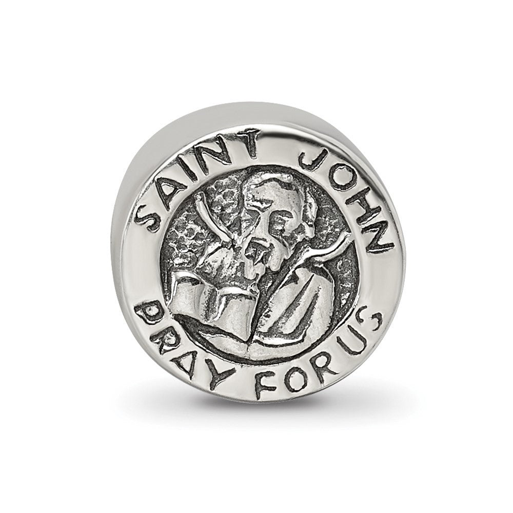 Reflections 925 Sterling Silver Saint John Pray For Us Bead 9 x 9 mm