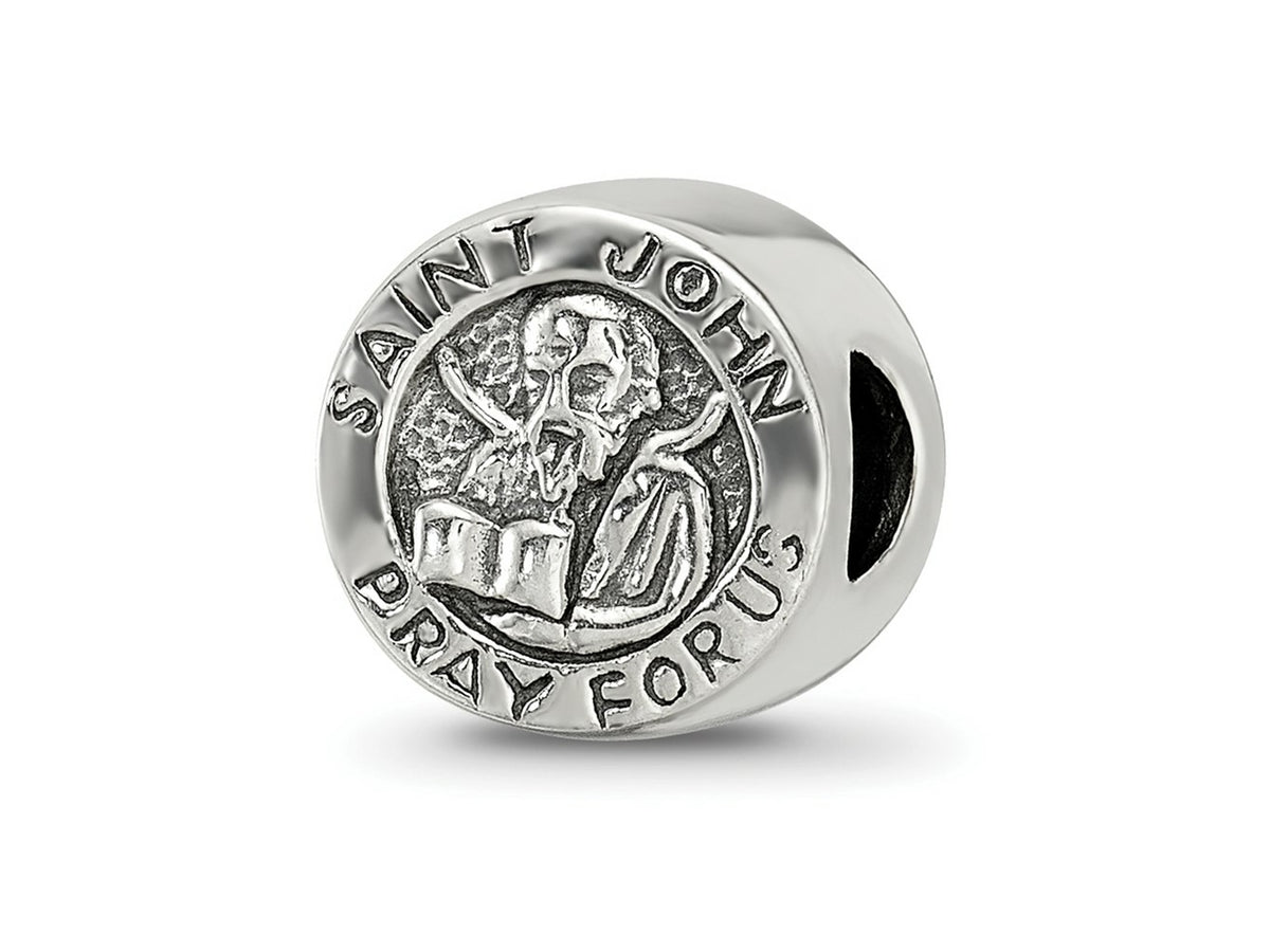 Reflections 925 Sterling Silver Saint John Pray For Us Bead 9 x 9 mm