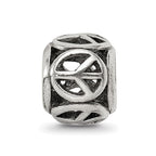 Reflections 925 Sterling Silver Peace Sign Bead 9 x 8 mm