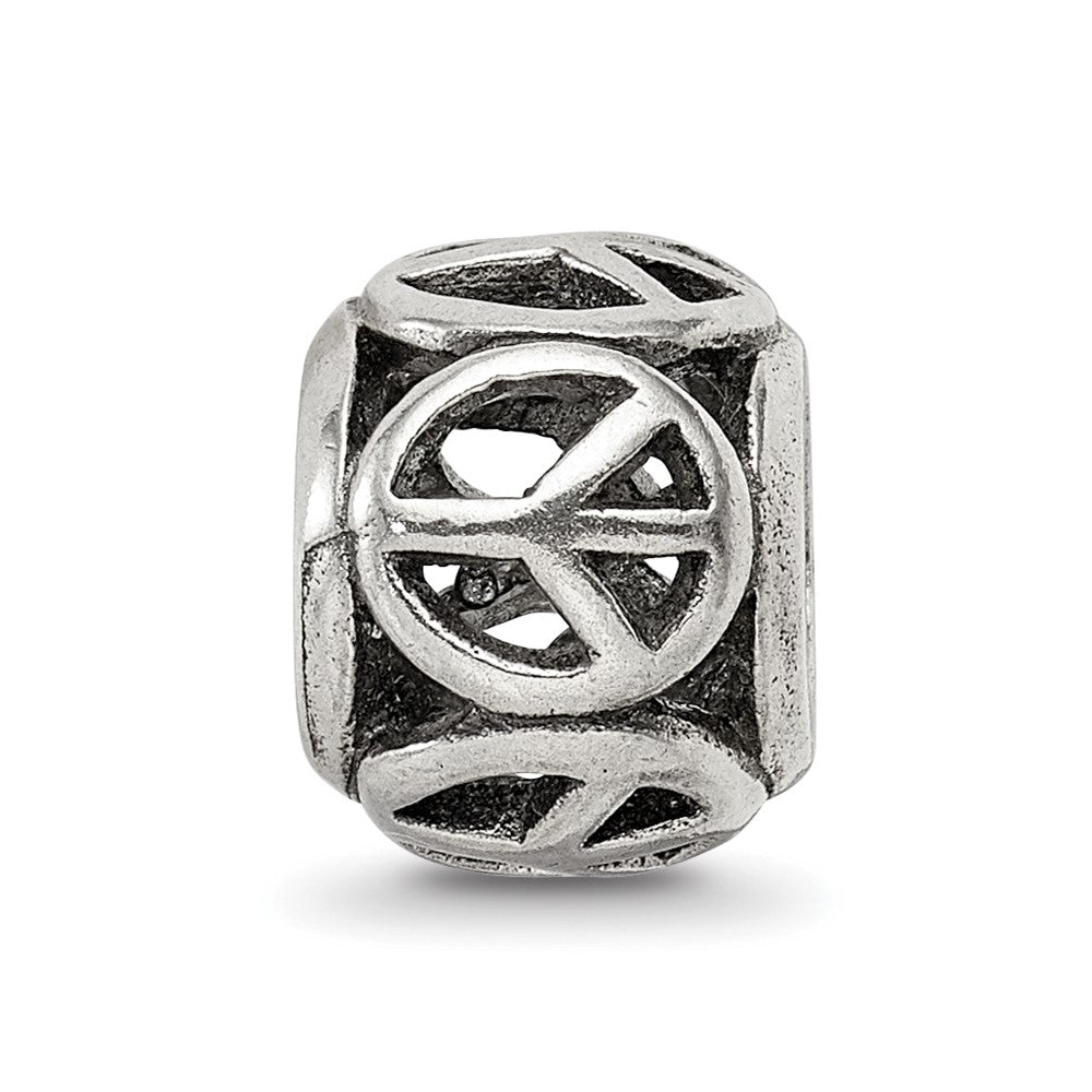 Reflections 925 Sterling Silver Peace Sign Bead 9 x 8 mm