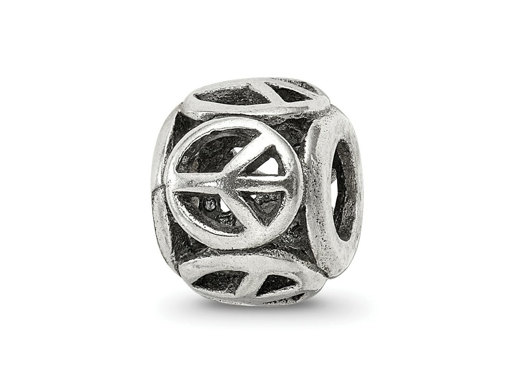 Reflections 925 Sterling Silver Peace Sign Bead 9 x 8 mm