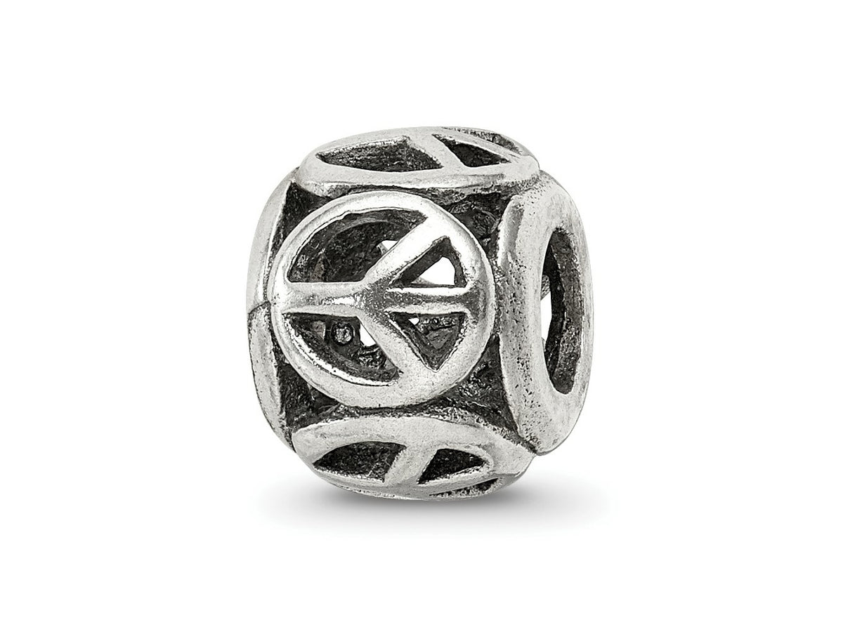 Reflections 925 Sterling Silver Peace Sign Bead 9 x 8 mm