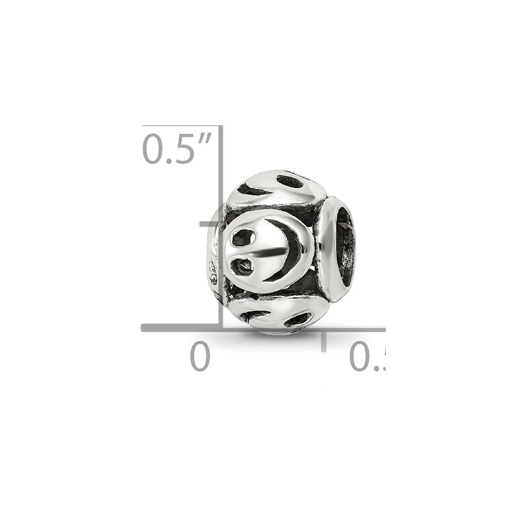 Reflections 925 Sterling Silver Smiley Faces Bead 9 x 7 mm