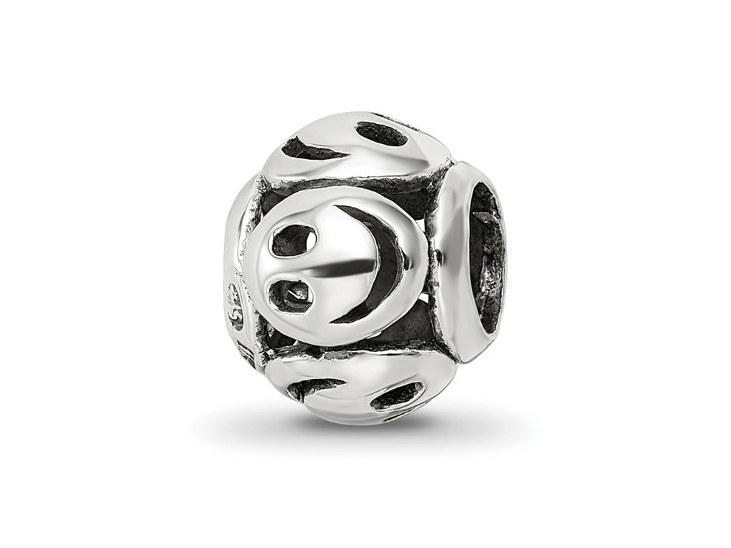 Reflections 925 Sterling Silver Smiley Faces Bead 9 x 7 mm