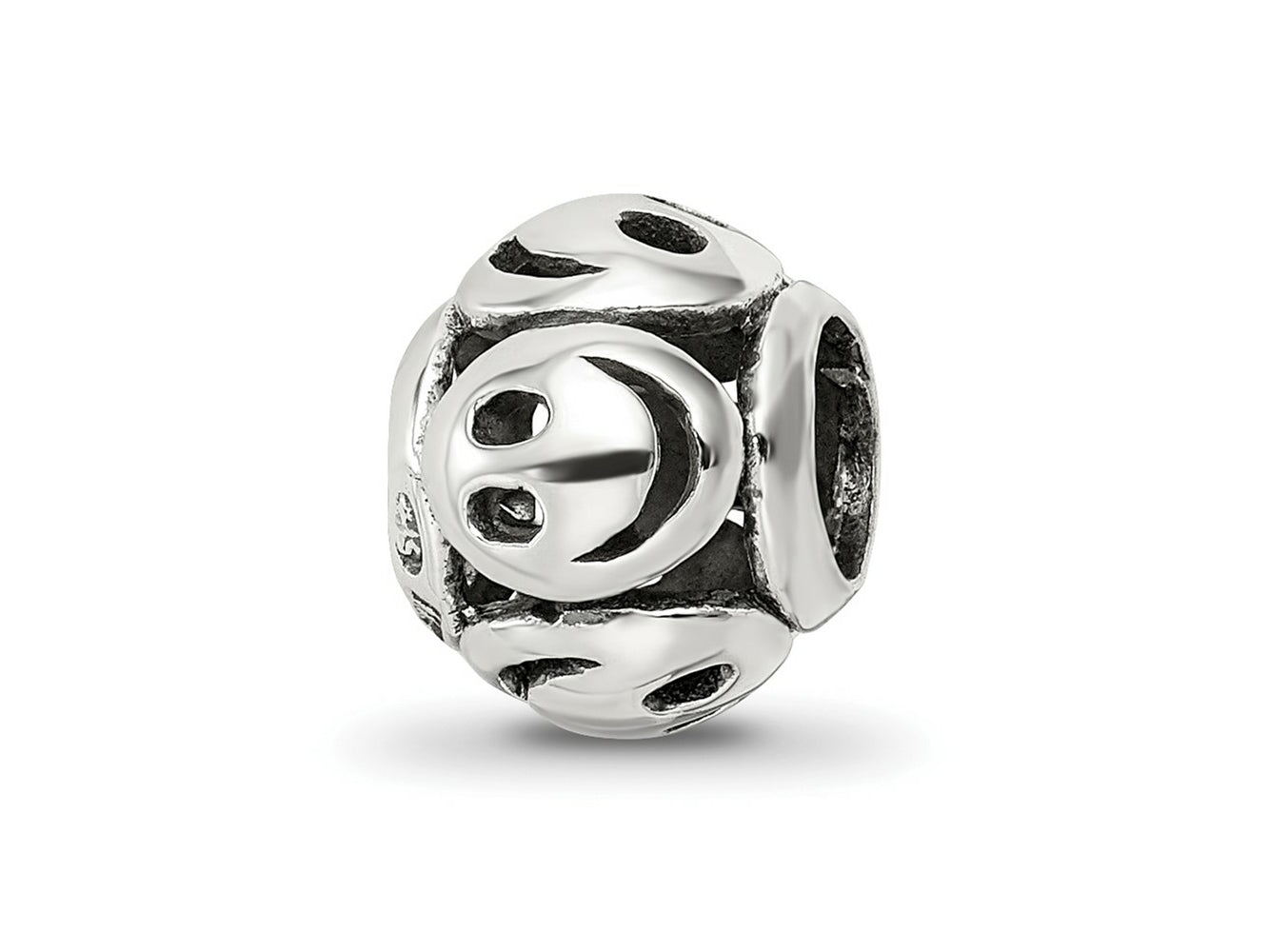 Reflections 925 Sterling Silver Smiley Faces Bead 9 x 7 mm
