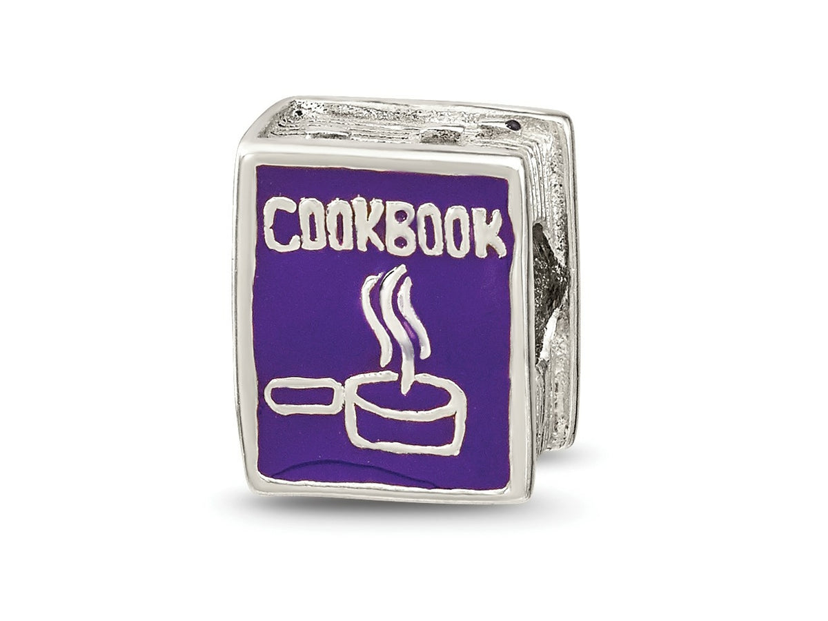 Reflections 925 Sterling Silver Purple Enameled Cookbook Bead 10 x 8 mm