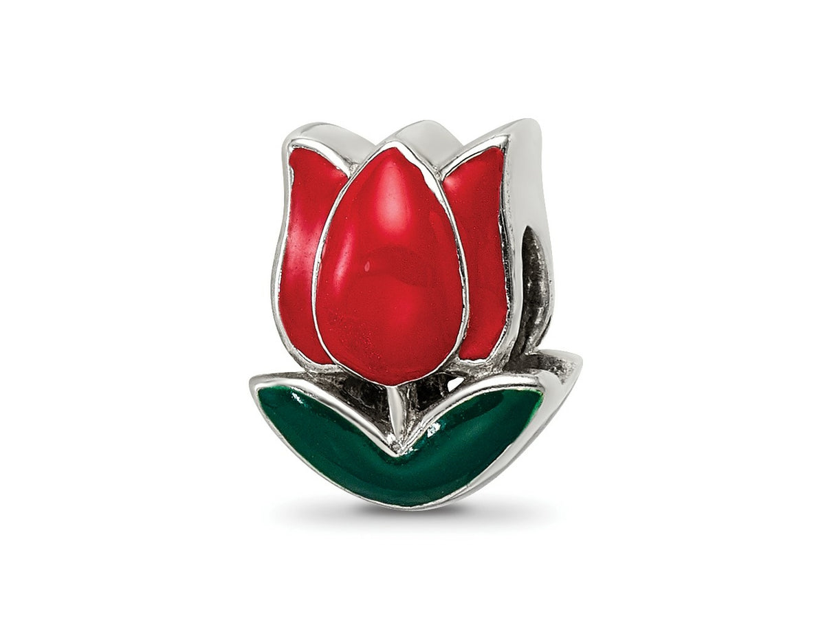 Reflections 925 Sterling Silver Enameled Tulip Bead 10 x 8 mm