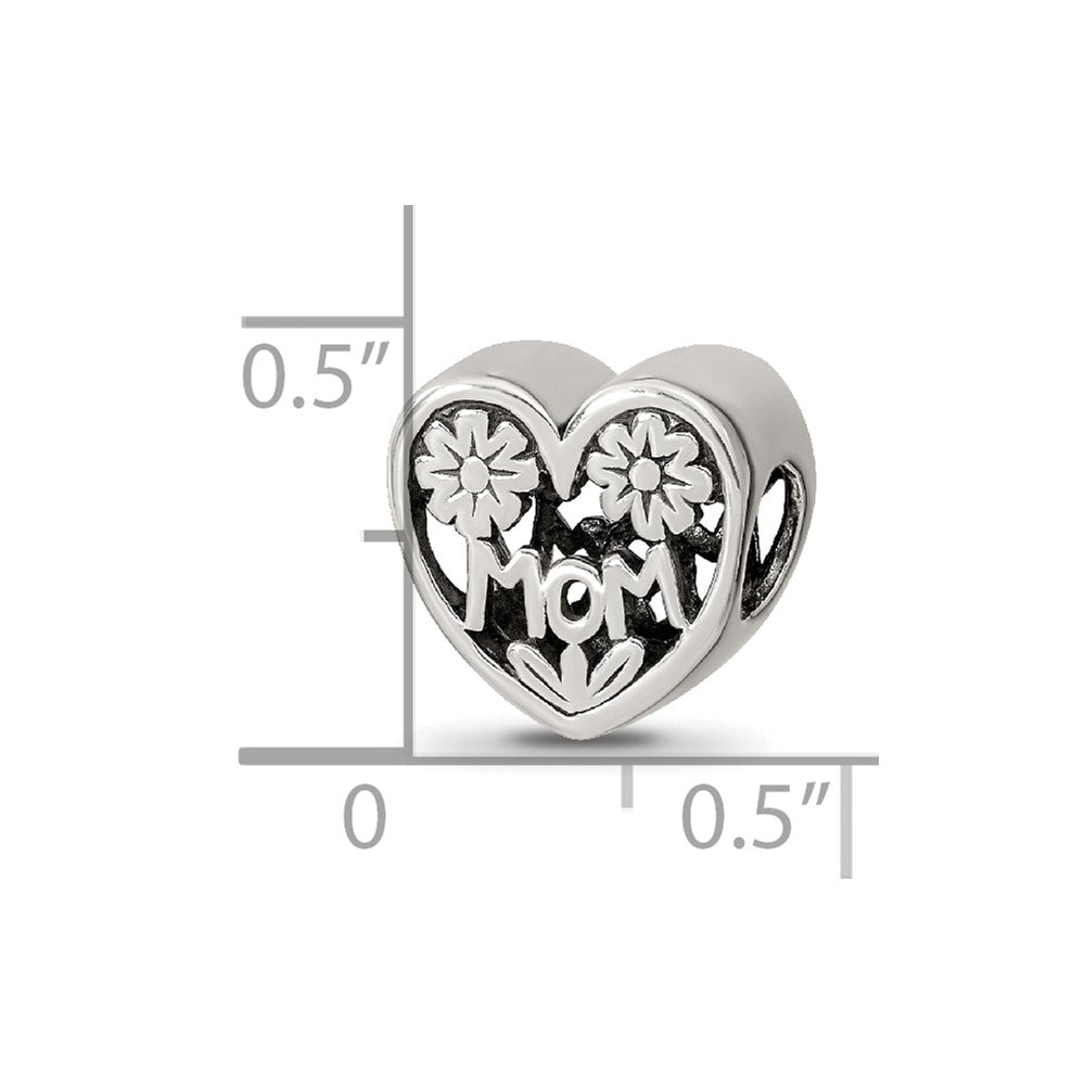 Reflections 925 Sterling Silver Mom Heart Bead 10 x 10 mm
