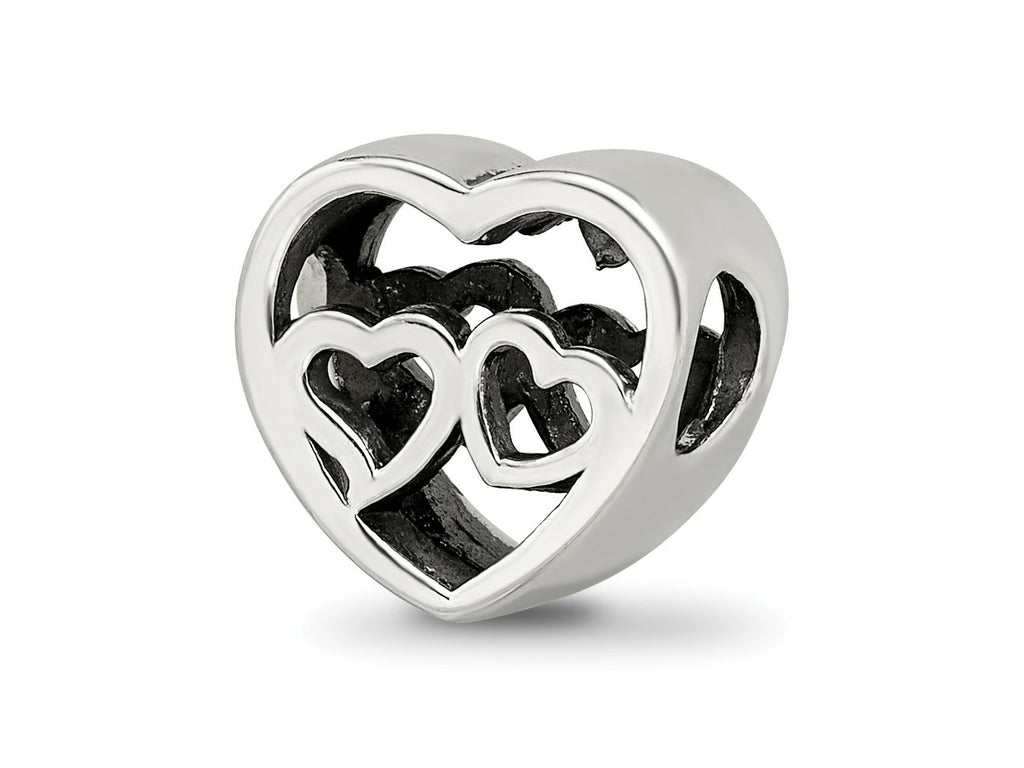 Reflections 925 Sterling Silver Two Hearts Bead 10 x 10 mm