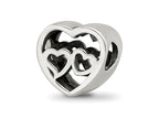 Reflections 925 Sterling Silver Two Hearts Bead 10 x 10 mm