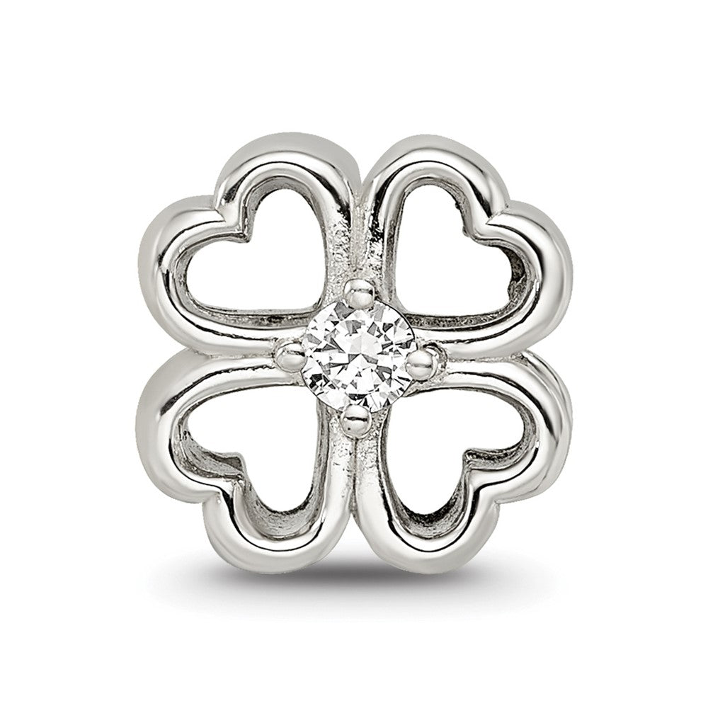Reflections 925 Sterling Silver Four Leaf Clover with CZ Bead 10 x 10 mm