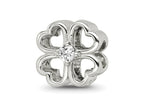 Reflections 925 Sterling Silver Four Leaf Clover with CZ Bead 10 x 10 mm