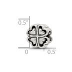 Reflections 925 Sterling Silver Four Leaf Heart Clover Bead 10 x 10 mm