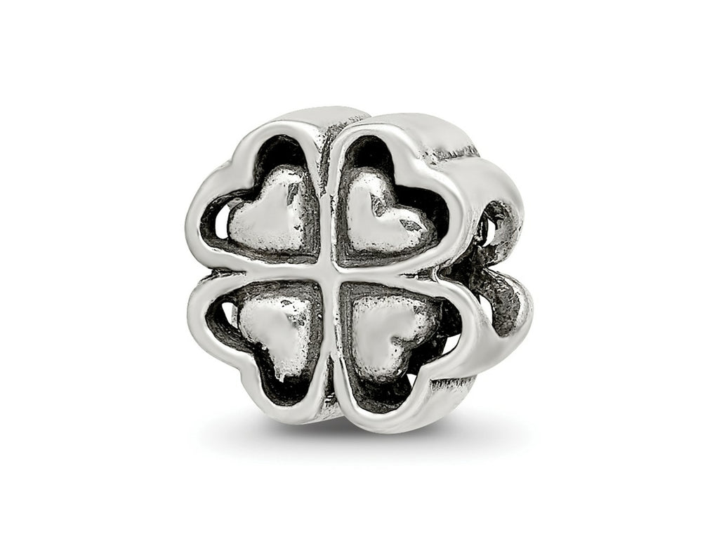 Reflections 925 Sterling Silver Four Leaf Heart Clover Bead 10 x 10 mm