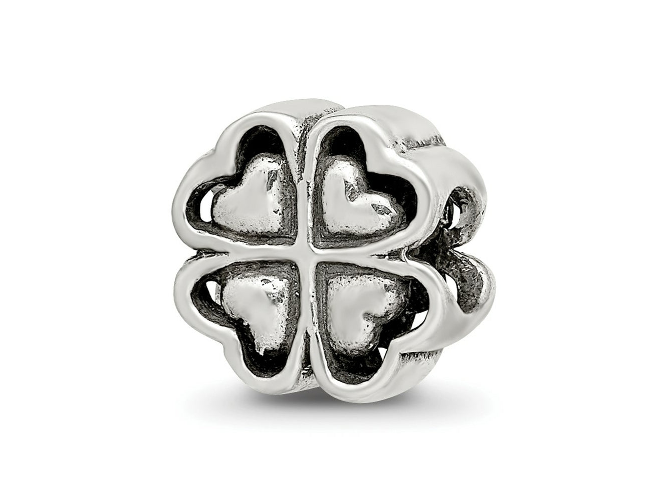 Reflections 925 Sterling Silver Four Leaf Heart Clover Bead 10 x 10 mm