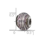 Reflections 925 Sterling Silver Italian Murano Purple Stripes Glass Bead 12 x 10 mm