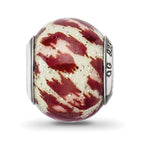 Reflections 925 Sterling Silver Italian Pink and Brown with Glitter Glass Bead 12 x 10 mm