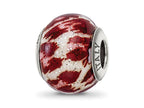 Reflections 925 Sterling Silver Italian Pink and Brown with Glitter Glass Bead 12 x 10 mm