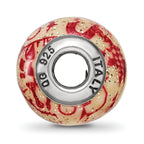 Reflections 925 Sterling Silver Italian Decorative Red Glass Bead 13 x 10 mm
