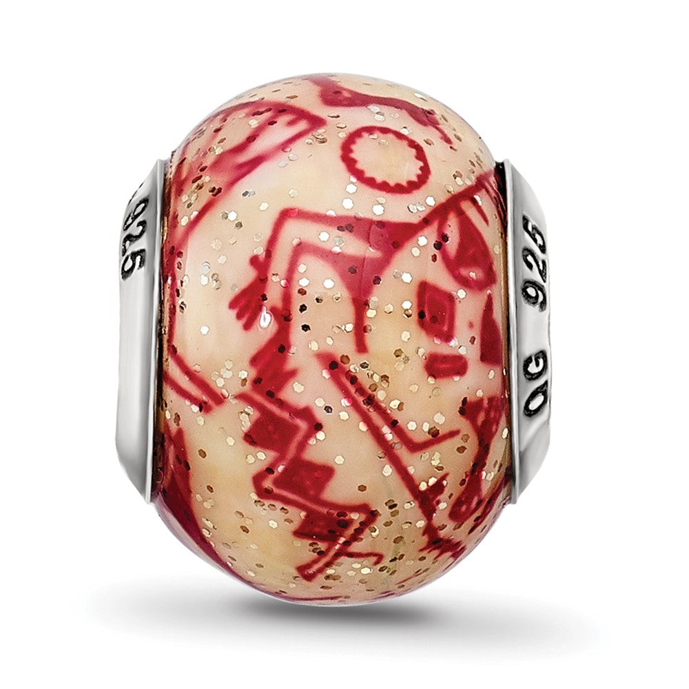 Reflections 925 Sterling Silver Italian Decorative Red Glass Bead 13 x 10 mm