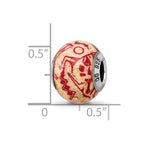 Reflections 925 Sterling Silver Italian Decorative Red Glass Bead 13 x 10 mm