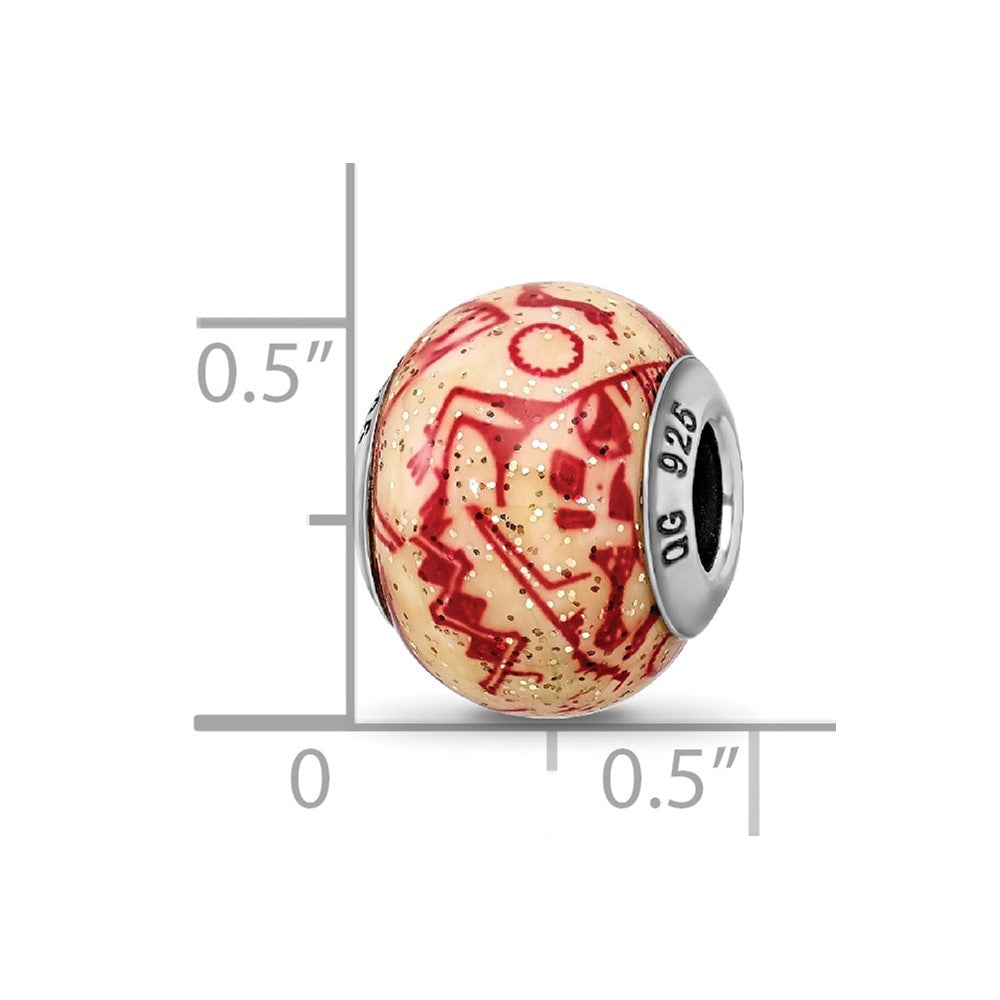Reflections 925 Sterling Silver Italian Decorative Red Glass Bead 13 x 10 mm