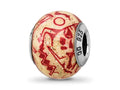 Reflections 925 Sterling Silver Italian Decorative Red Glass Bead 13 x 10 mm