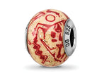 Reflections 925 Sterling Silver Italian Decorative Red Glass Bead 13 x 10 mm