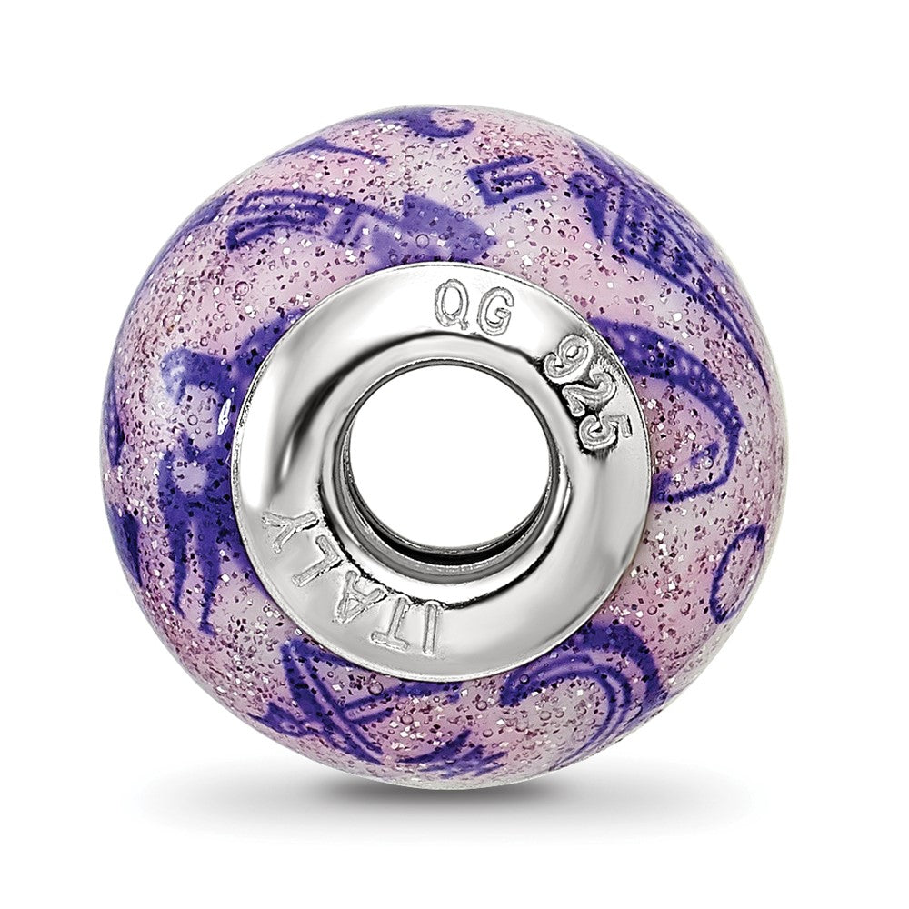 Reflections 925 Sterling Silver Italian Decorative Purple Glass Bead 12 x 10 mm