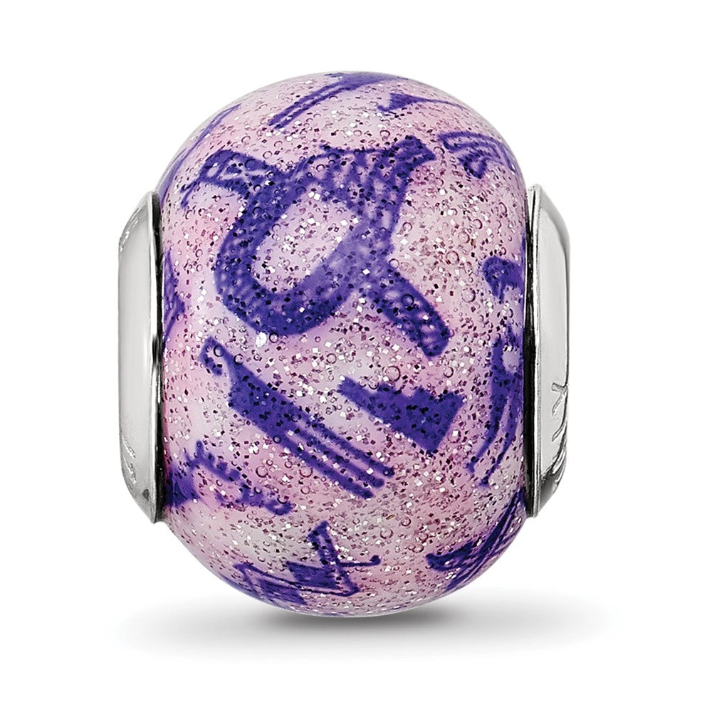Reflections 925 Sterling Silver Italian Decorative Purple Glass Bead 12 x 10 mm