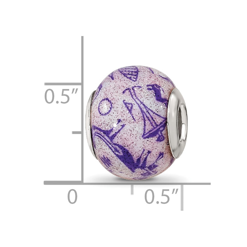 Reflections 925 Sterling Silver Italian Decorative Purple Glass Bead 12 x 10 mm